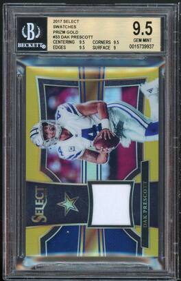 Dak Prescott 2017 Panini Select Swatches Prizms Gold #33 (5/10) (pop 1) BGS 9.5