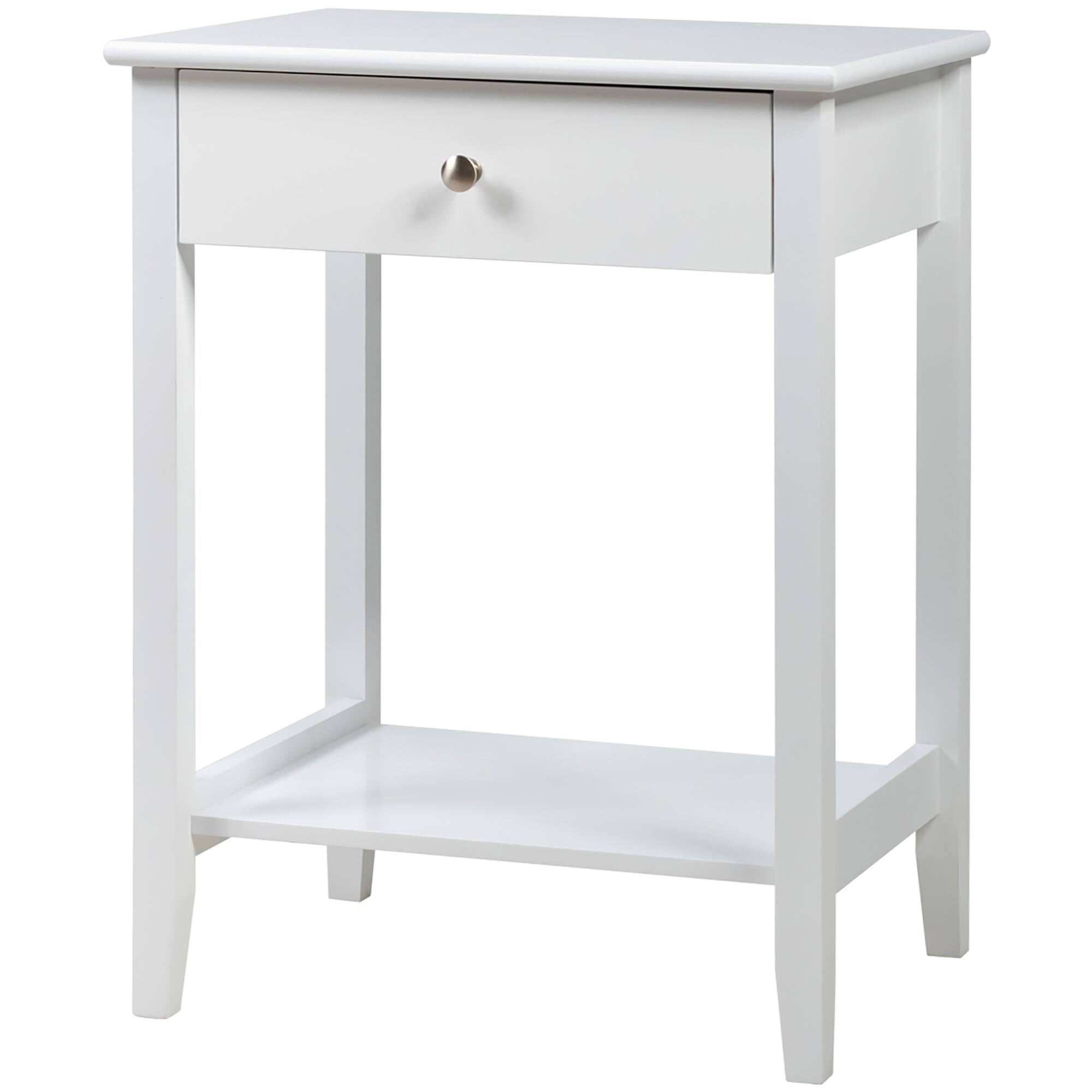 Alt View 17. Costway - Nightstand End Table Storage Display Bedroom Furniture Drawer Shelf Beside - White.
