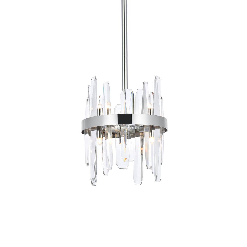 Alt View 3. Elegant Lighting - Serena 10 inch crystal round pendant in chrome - Chrome.