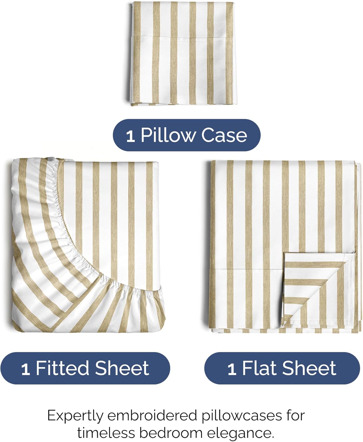 1 Pillow Case  
1 Fitted Sheet  
1 Flat Sheet  

Expertly embroidered pillowcases for timeless bedroom elegance.