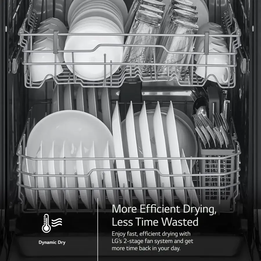Dynamic Dry More Efficient Drying, Less Time Wasted Enjoy fast, efficient drying with LG's 2-stage fan system and get more time back in your day.