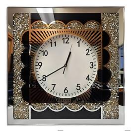 FC Design - 19"H Black & Metallic Gold Modern Abstract Square Wall Clock - Multicolor