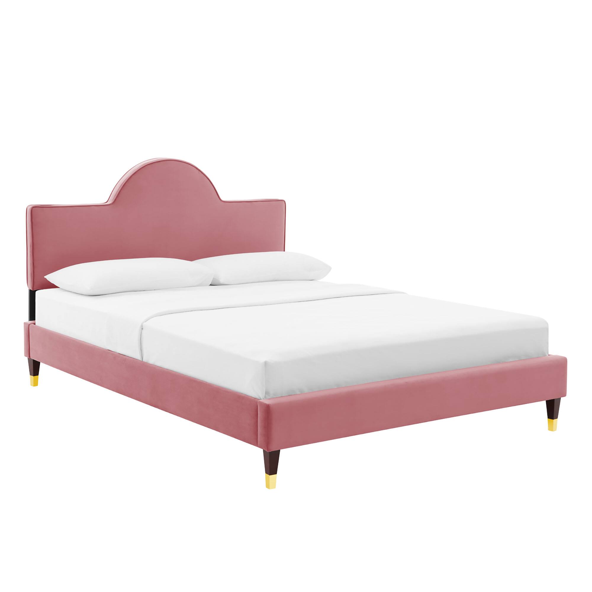 Angle. Modway - Yasmine Channel Tufted Performance Velvet King Platform Bed - Blue.