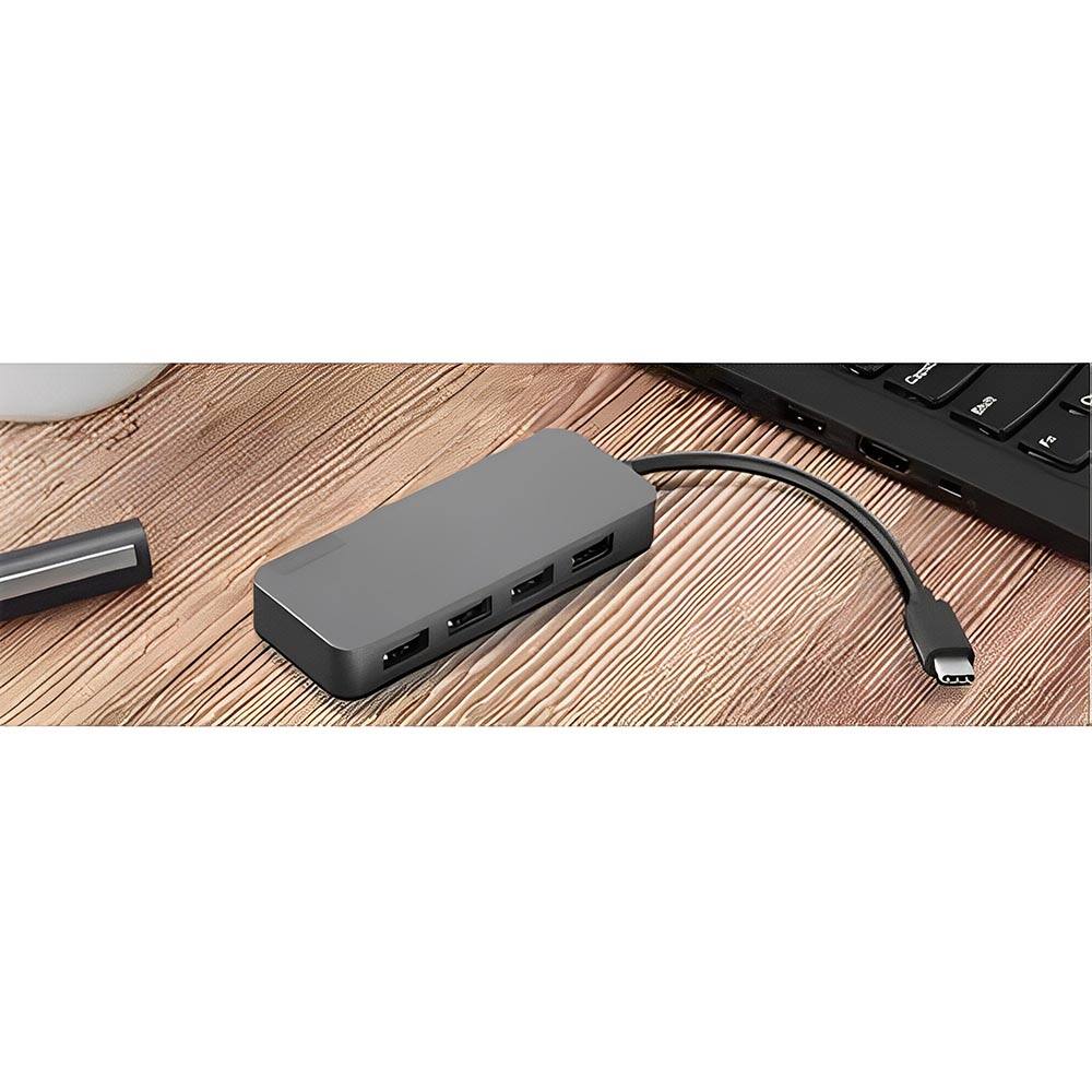 Alt View 1. Lenovo - USB-C to 4 Port USB-A Hub - Iron Gray.