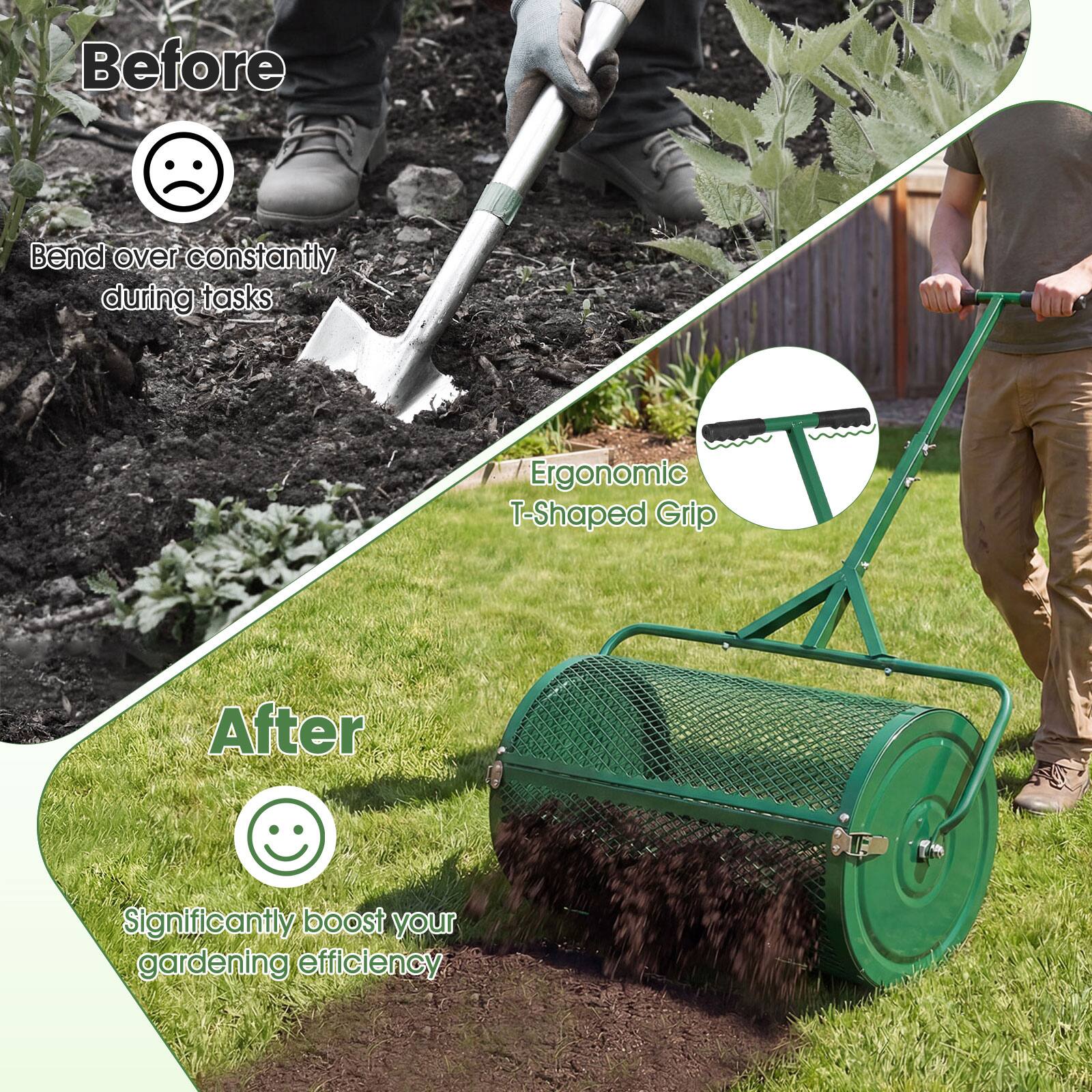 Before

- Bend over constantly during tasks

Ergonomic T-Shaped Grip

After

- Significantly boost your gardening efficiency
