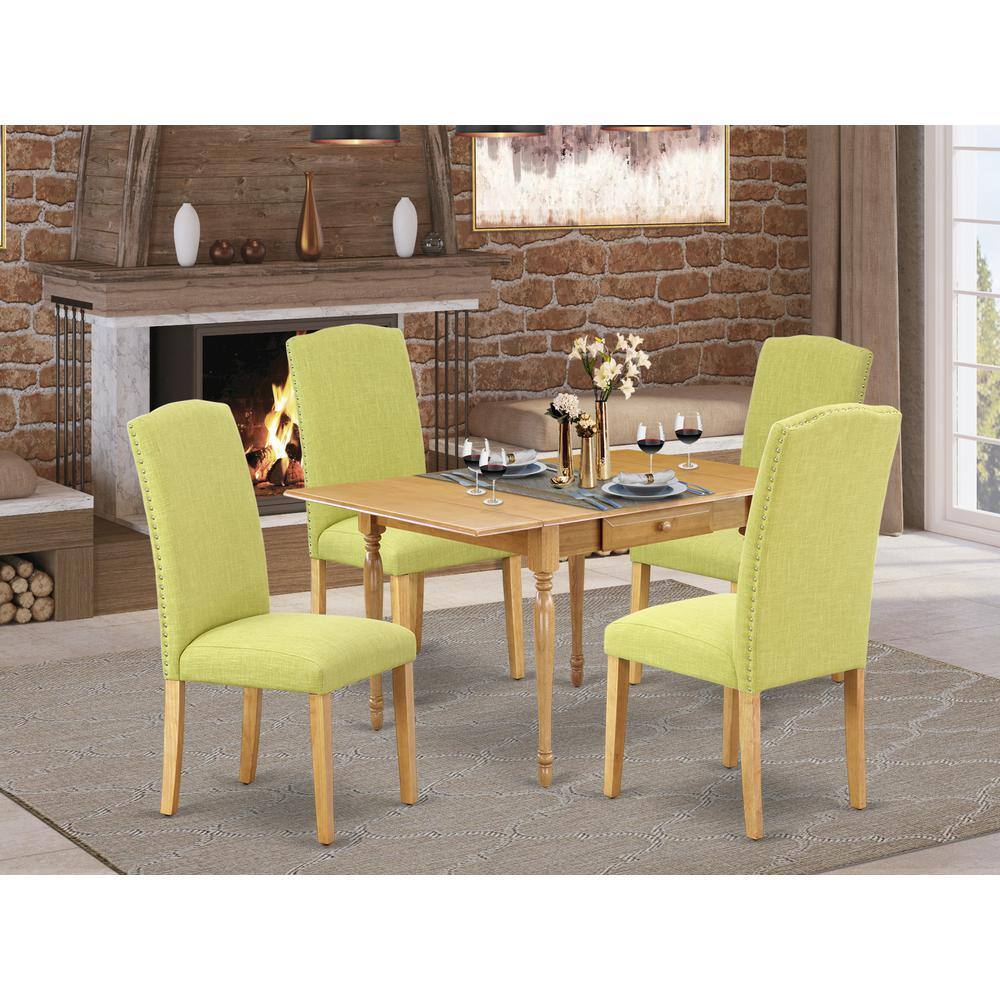 Angle. East West Furniture - Dining Room Set Oak - Brown.