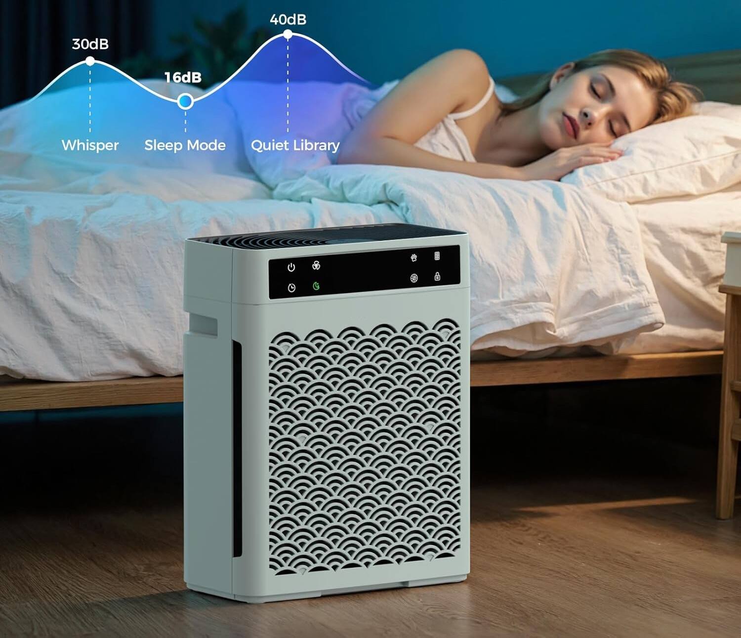 40dB  
30dB  
16dB  
Whisper  
Sleep Mode  
Quiet Library