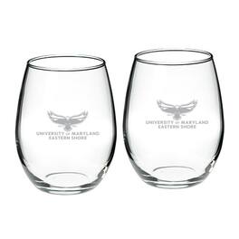 Jardine - Maryland Eastern Shore Hawks Team Design Two-Piece 21oz. Stemless Wine Glass Set - Multicolor