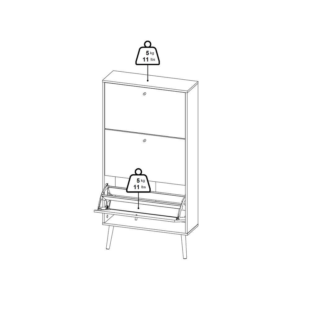 Left. Tvilum - Bodo 3 Drawer Shoe Storage Cabinet - White.