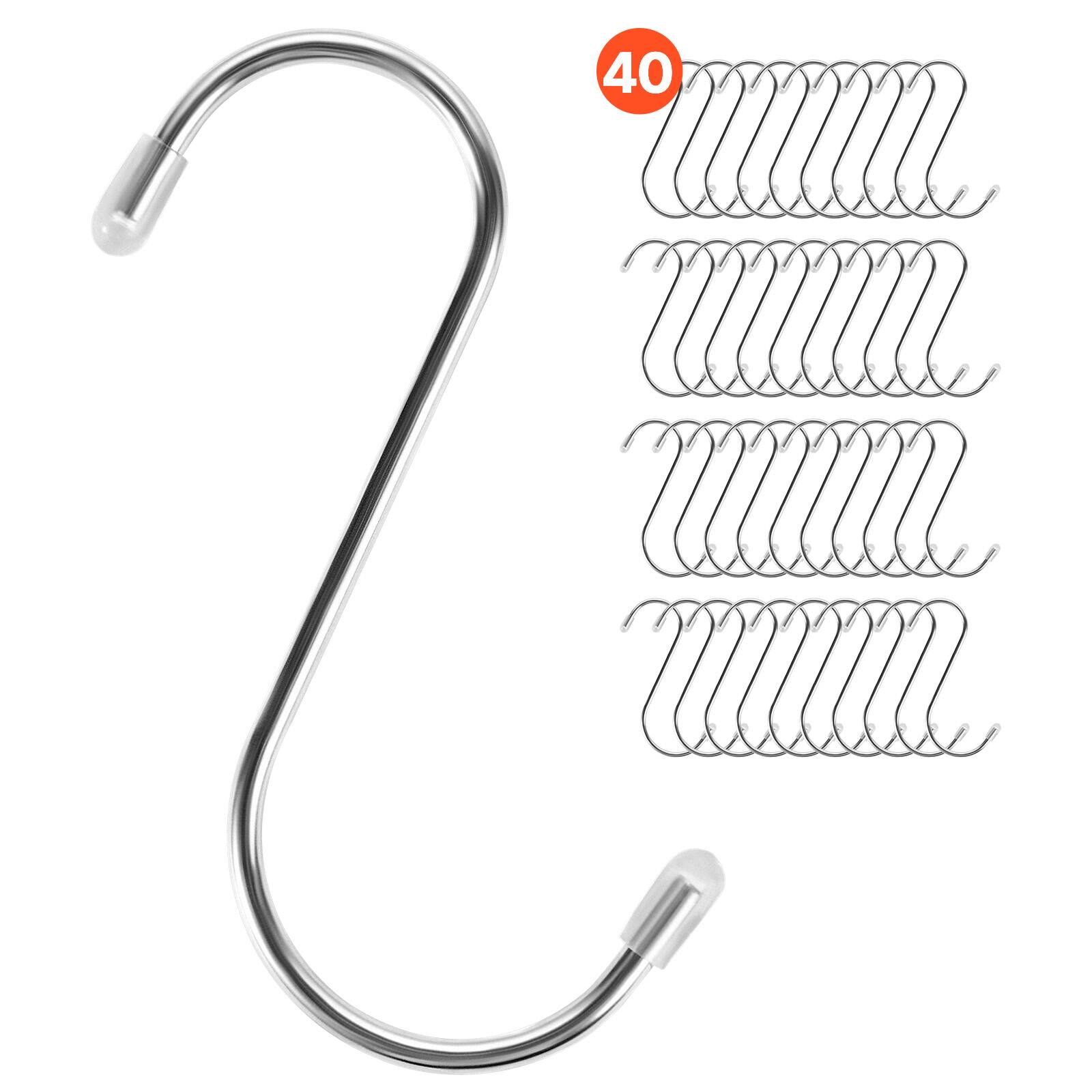 Front. VEVOR - S Hooks 40 Pack, 3.4 Inch Metal S Shaped Hangers of 22.05 LBS Load Capacity, Heavy Duty Stainless Steel Hanging Hooks - Stainless Steel Original Color.