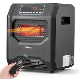 VEVOR - Infrared Heater 1500W Electric Space Heater with Remote Control 3 Heat Settings, 12H Timer, Overheat Shutoff - Black