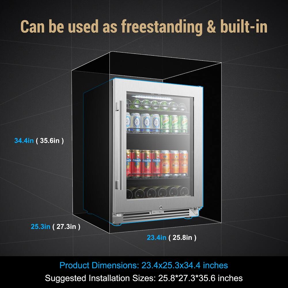 Alt View 15. LanboPro - 24 in. 112 Can 6 Bottle Storage Capacity Beverage Refrigerator with Ultra-Quiet Compressor and Digital Thermostat - Black.