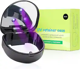 PRIMEPLUS - UV Retainer Case UVC Retainer Cleaner, Disinfects Cleans and Removes Odors, Invisalign case Mouth Guard Case - Black