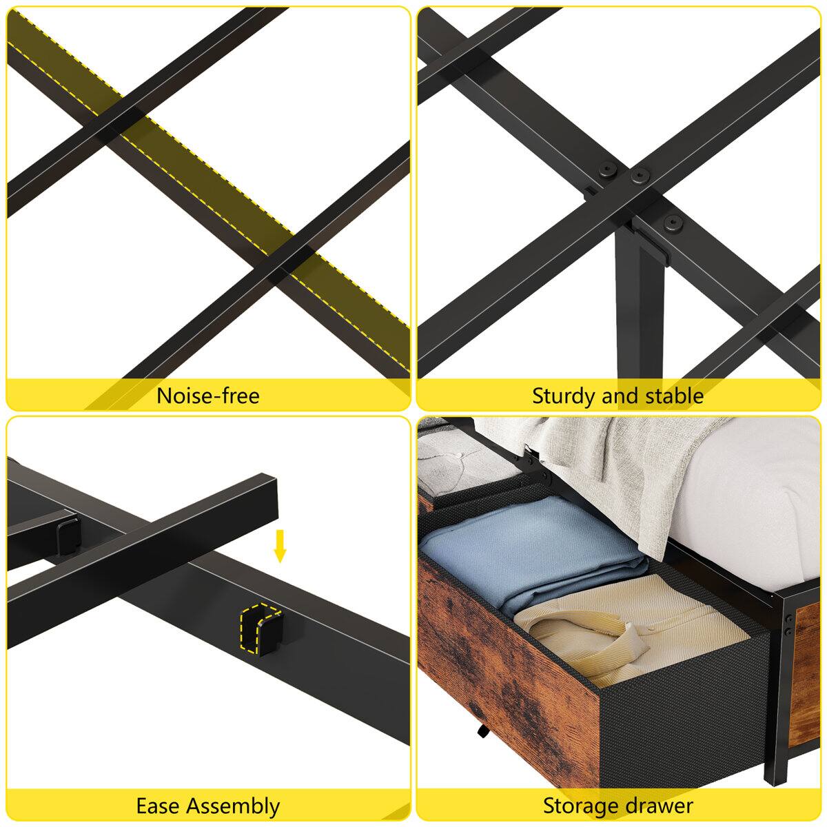 - Noise-free
- Sturdy and stable
- Ease Assembly
- Storage drawer