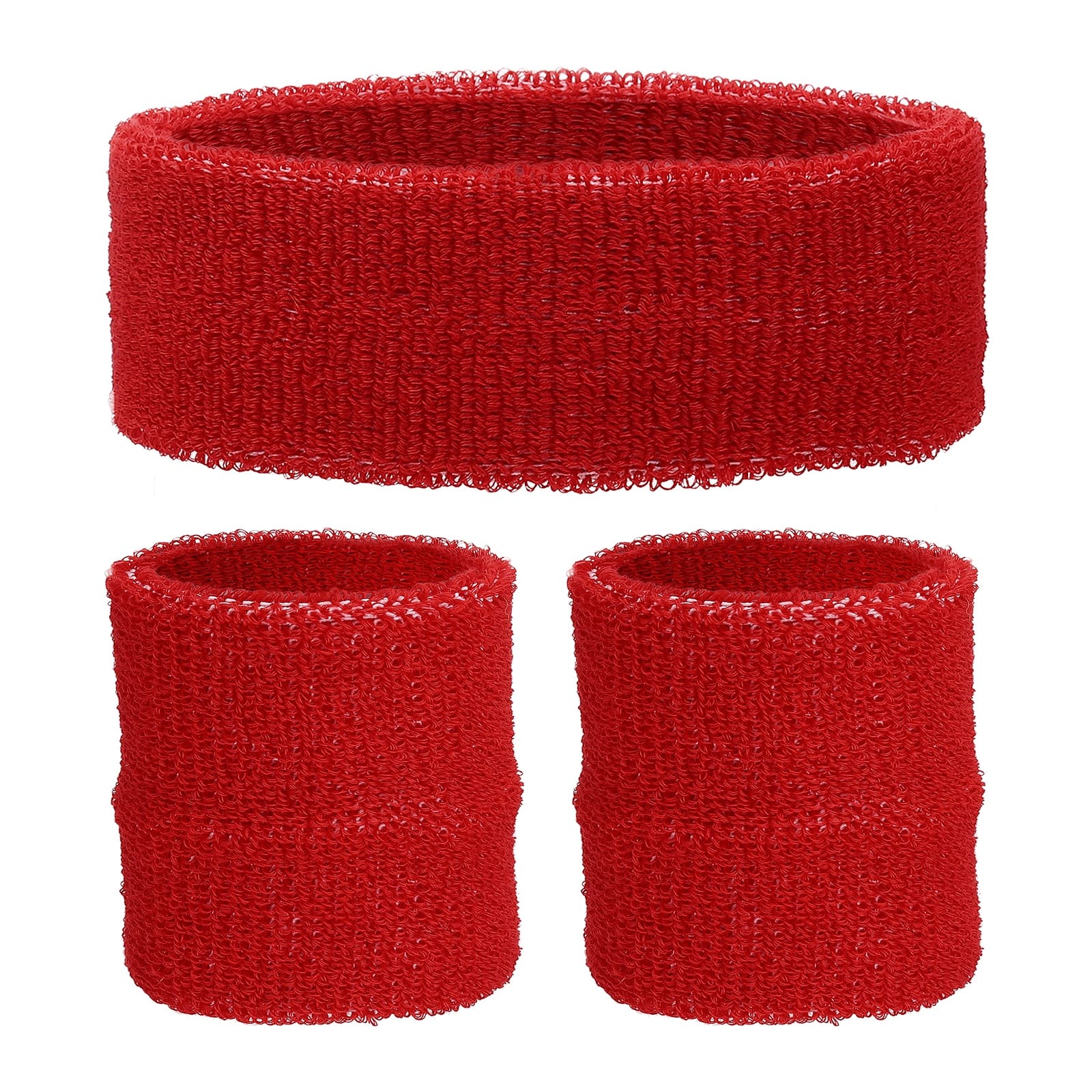Unique Bargains - Sweatband Set, 1pc Headband + 2pcs Wristbands Moisture Wicking Breathable Athletic Bands 3pcs for Sports - Red price history on PriceWatchPro