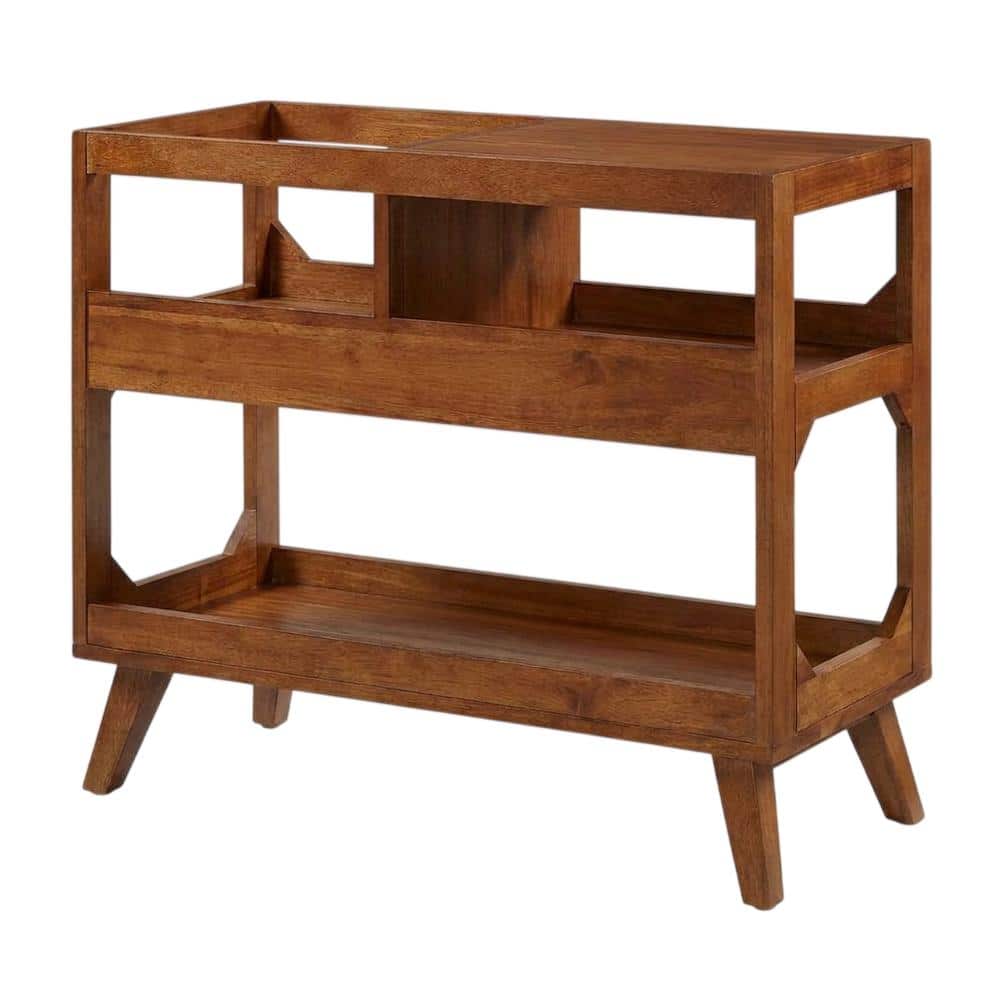 FurniFact - Brown Record Player Stand, Rubberwood Veneer Vinyl Storage - Walnut price history on PriceWatchPro