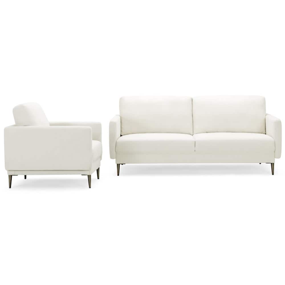 Kadyn - Modern Sofa Couch with Solid Metal Legs and Removable Backrest Cushion-White, Sectional Sofa Couch Living Room Sleeper - White
