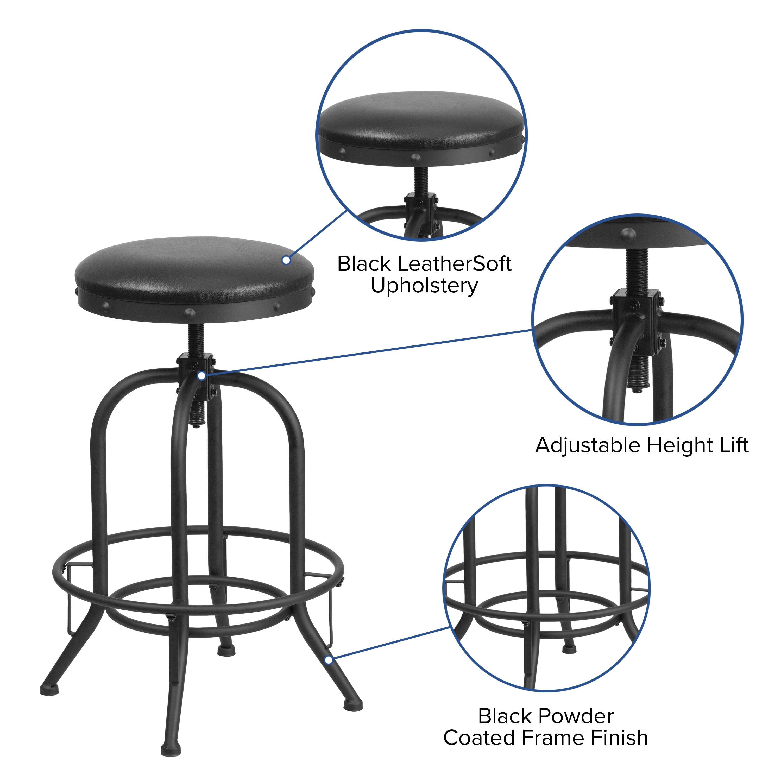 Black LeatherSoft Upholstery  
Adjustable Height Lift  
Black Powder Coated Frame Finish