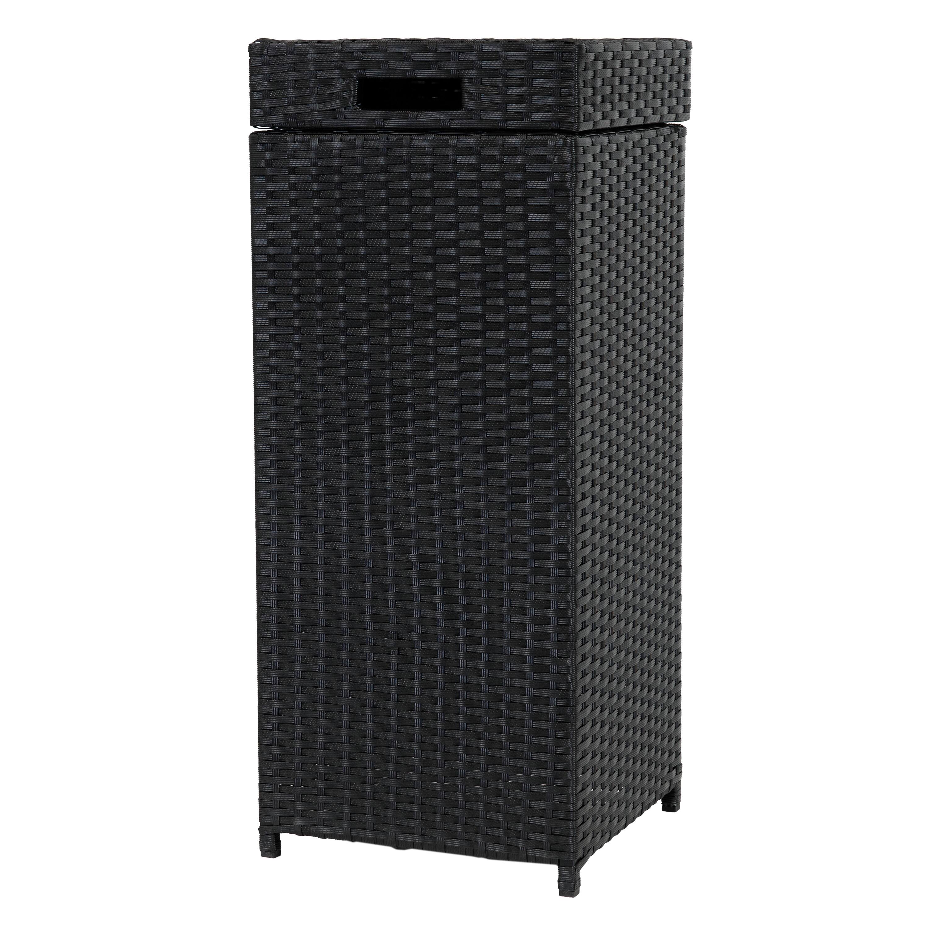 Alt View 8. Sunnydaze - Wicker Outdoor Trash Cans - Set of 2 - 26 Gal. and 15 Gal. - Black.