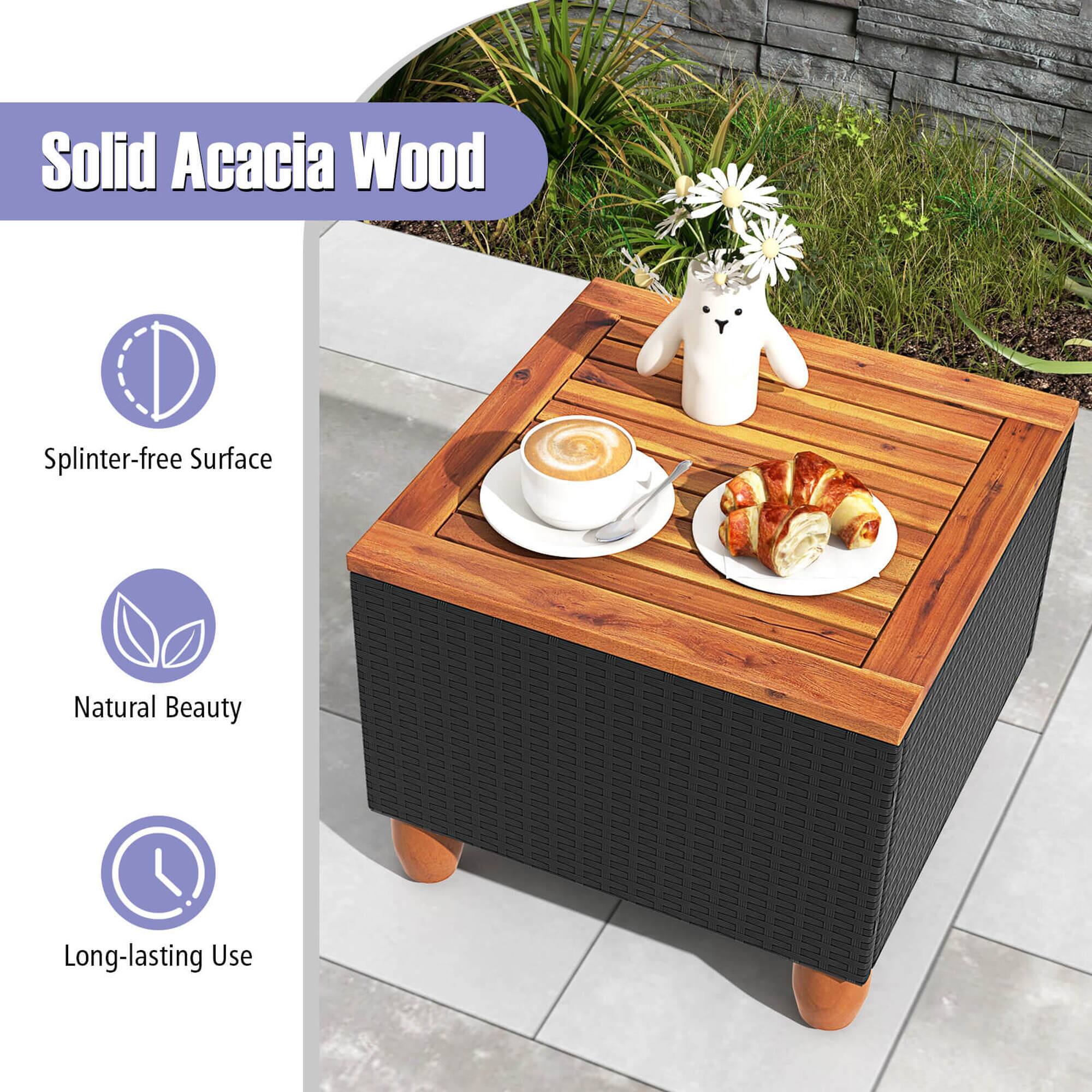 Solid Acacia Wood: Splinter-free surface, natural beauty, long-lasting use.