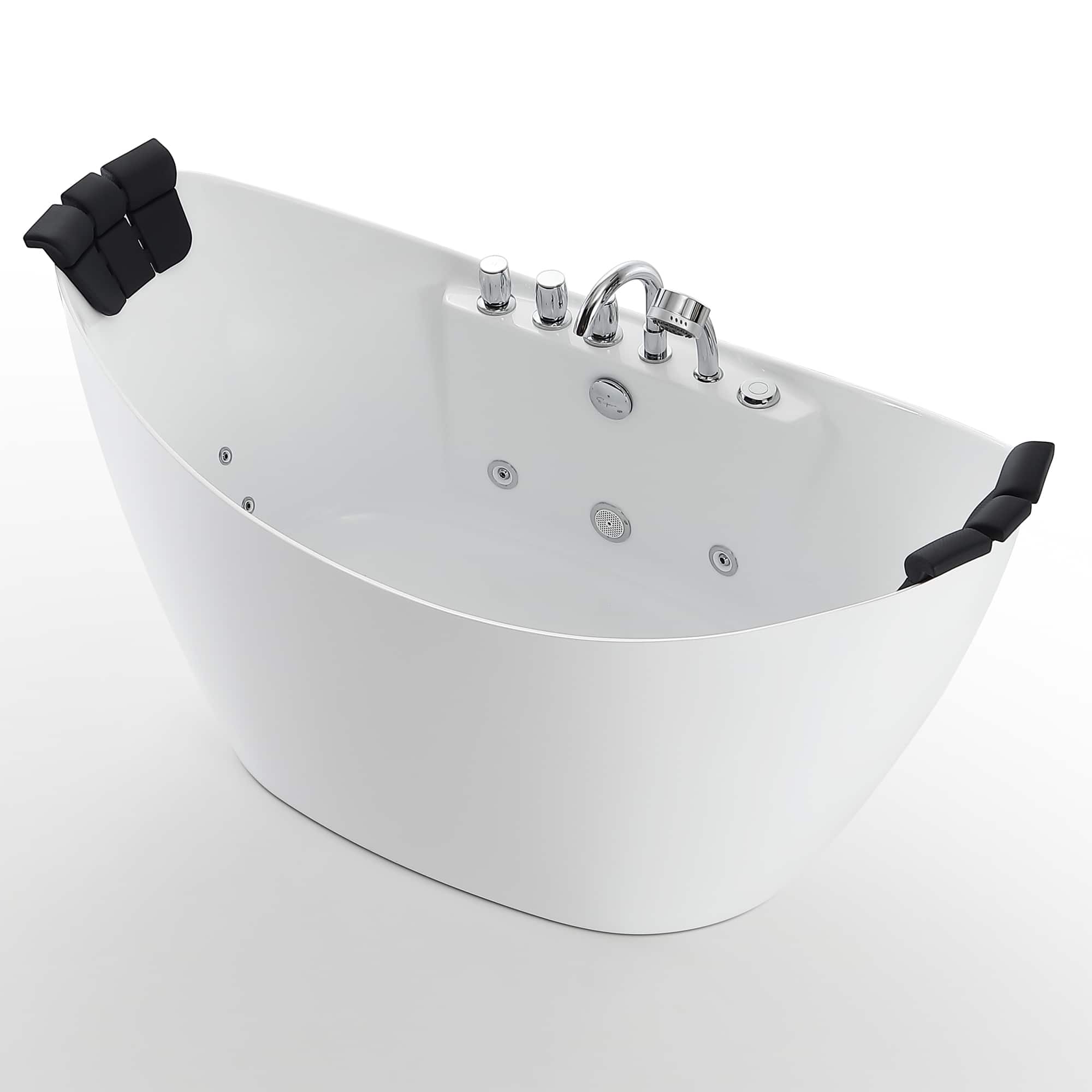 Empava - 67 in. x 28.7 in. Center Drain Freestanding Whirlpool Bathtub Hydrotherapy Jetted Soaking Bath Tub - Tub filler - White