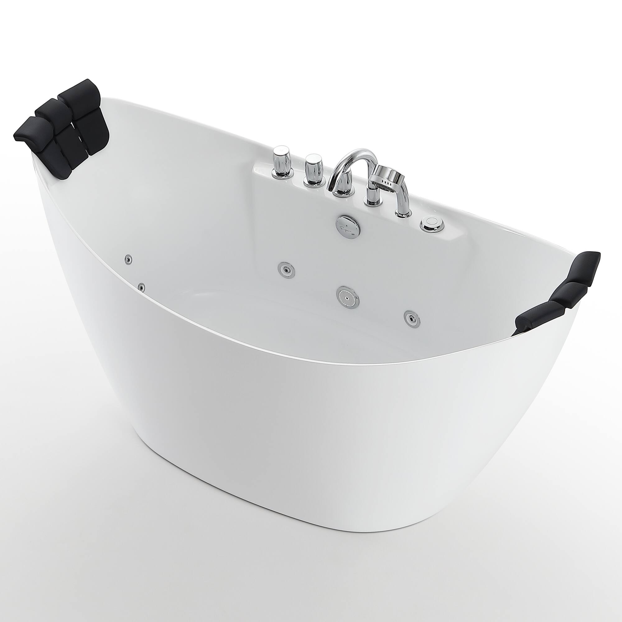 Front. Empava - 67 in. x 28.7 in. Center Drain Freestanding Whirlpool Bathtub Hydrotherapy Jetted Soaking Bath Tub - Tub filler in White - White.