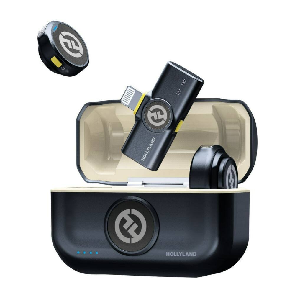 HOLLYLAND - LARK M2 Duo Wireless Microphone System with Lightning Plug (Shine Charcoal) - Black