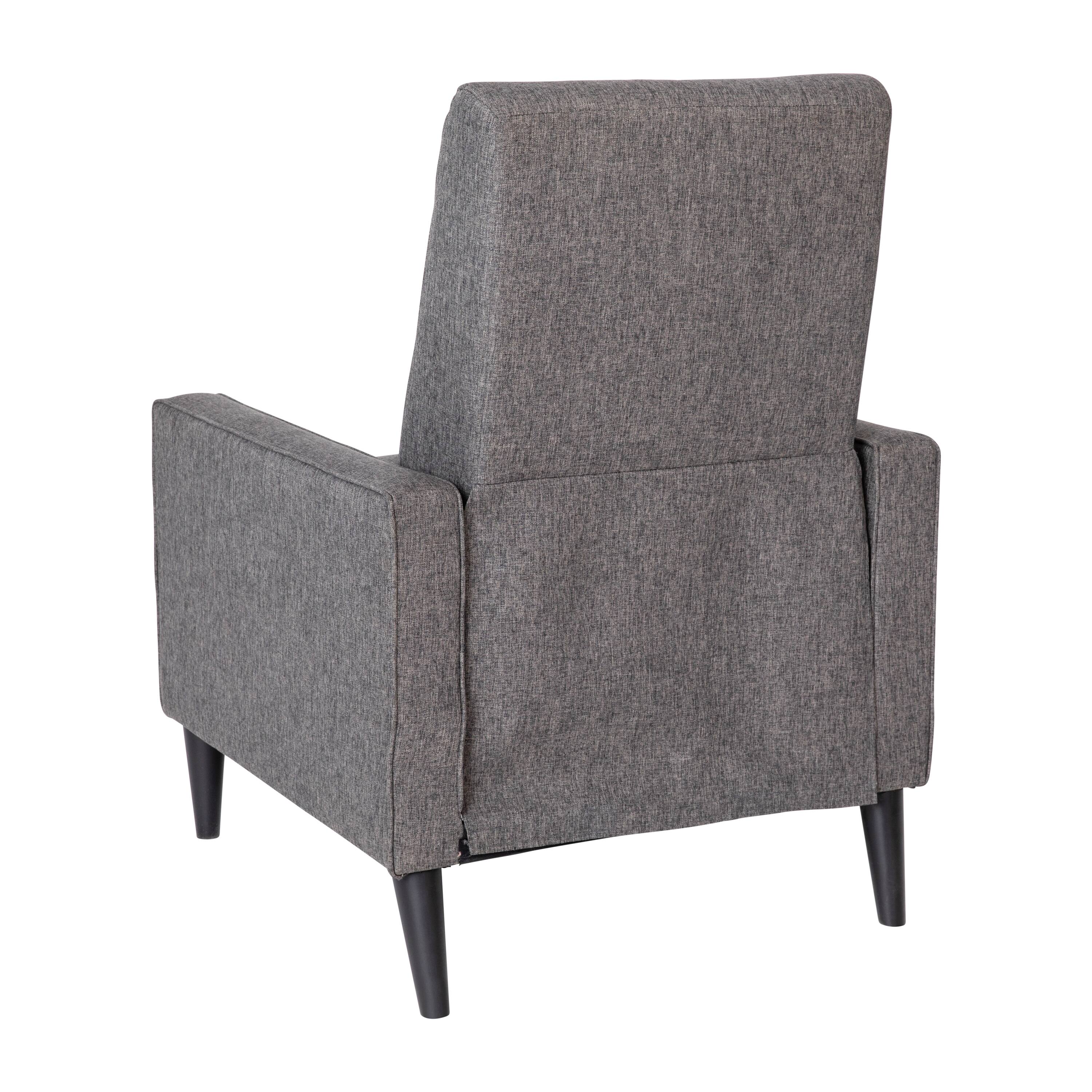Alt View 5. Emma + Oliver - Jules Mid-Century Modern Button Tufted Upholstered Easy Pushback Recliner with Wooden Legs - Gray.