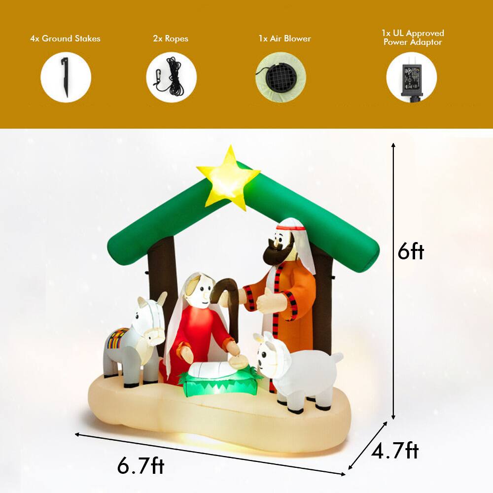 4x Ground Stakes  
2x Ropes  
1x Air Blower  
1x UL Approved Power Adaptor  

6ft  
6.7ft  
4.7ft