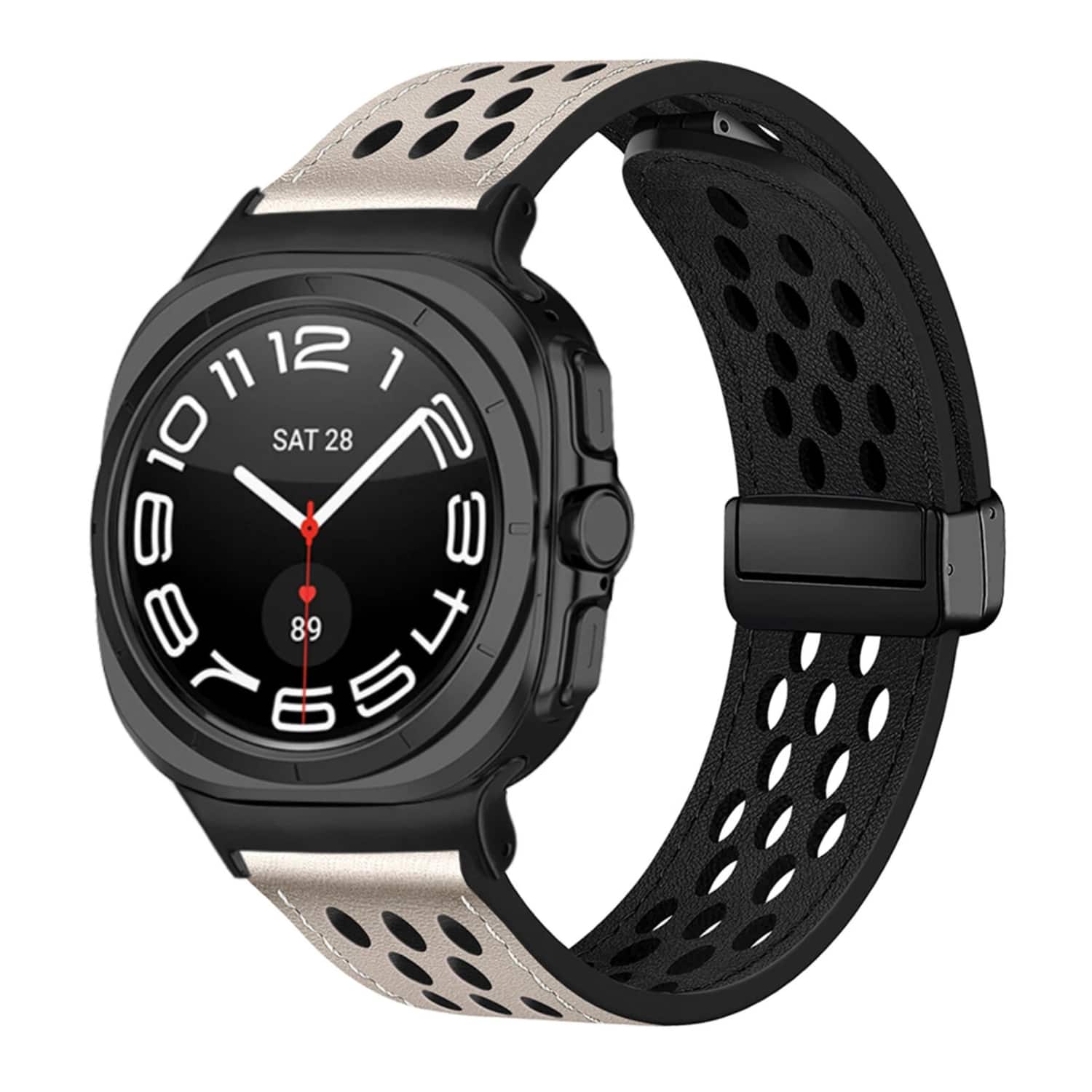 Front. Stock Preferred - Magnetic Sport Band for Samsung Galaxy Watch Ultra 47mm - Starlight - Starlight.