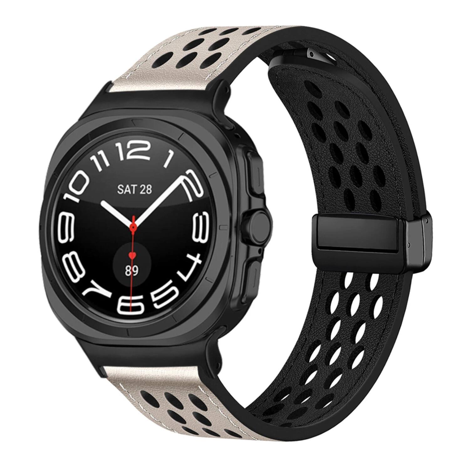 Front. Stock Preferred - Magnetic Sport Band for Samsung Galaxy Watch Ultra 47mm - Starlight - Starlight.