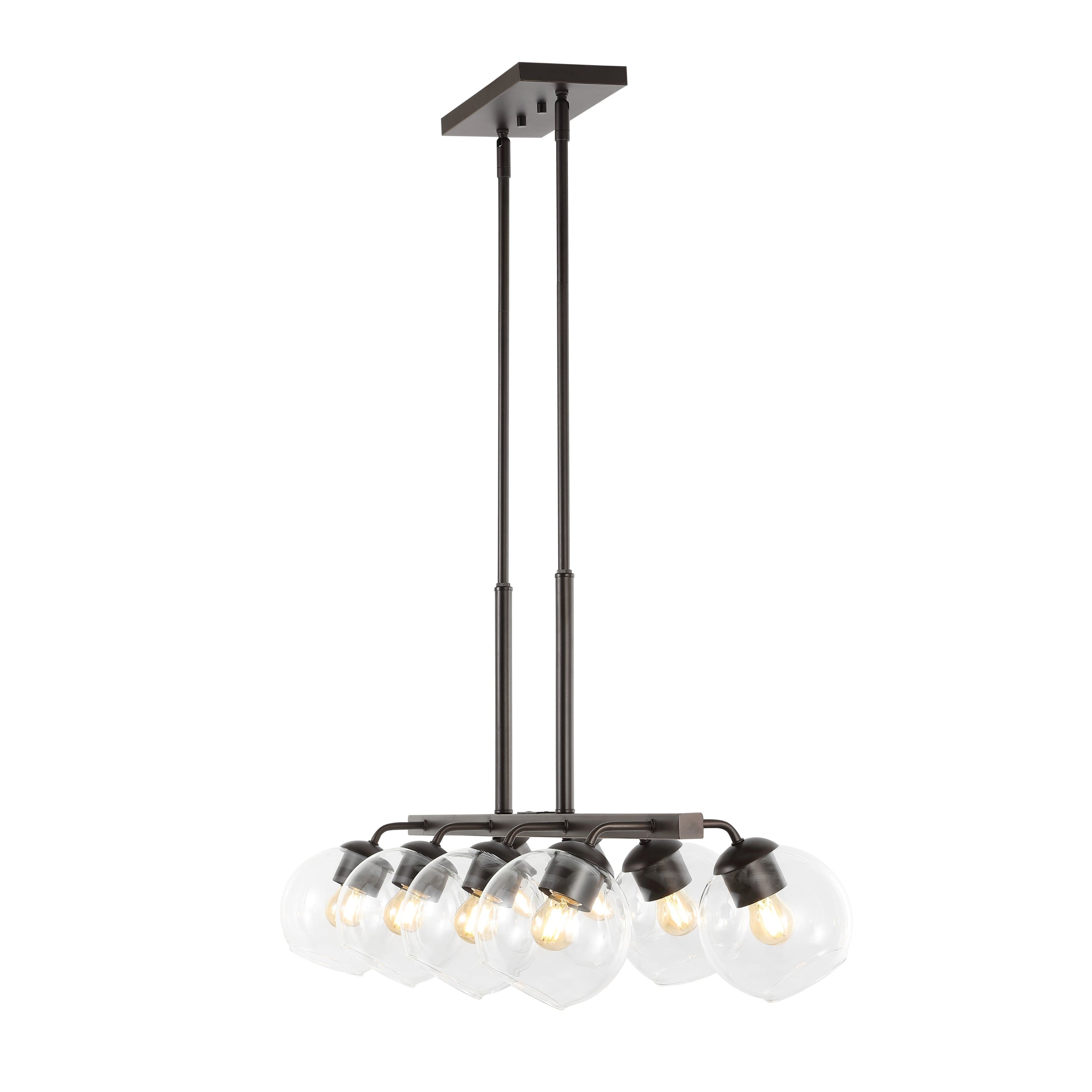 "Jonathan Y - Julian 33.5"" 8-Light Farmhouse Bohemian Iron/Glass Linear LED Pendant, Oil Rubbed Bronze/Clear - Oil-Rubbed Bronze" price history on PriceWatchPro