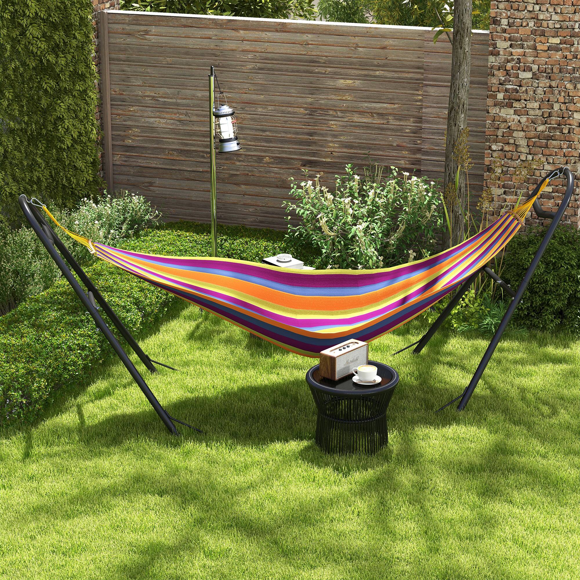 Alt View 1. Outsunny - Hammock Stand for 2 Person, Portable Adjustable Steel Frame Hammock Stand with Weather Resistant Finish - Black.