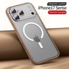 Dteck - Magnetic Matte Phone Case for Apple iPhone 17 Pro Max Built-in Camera Lens Protector, Impact Resistant Protective Cover - Gold