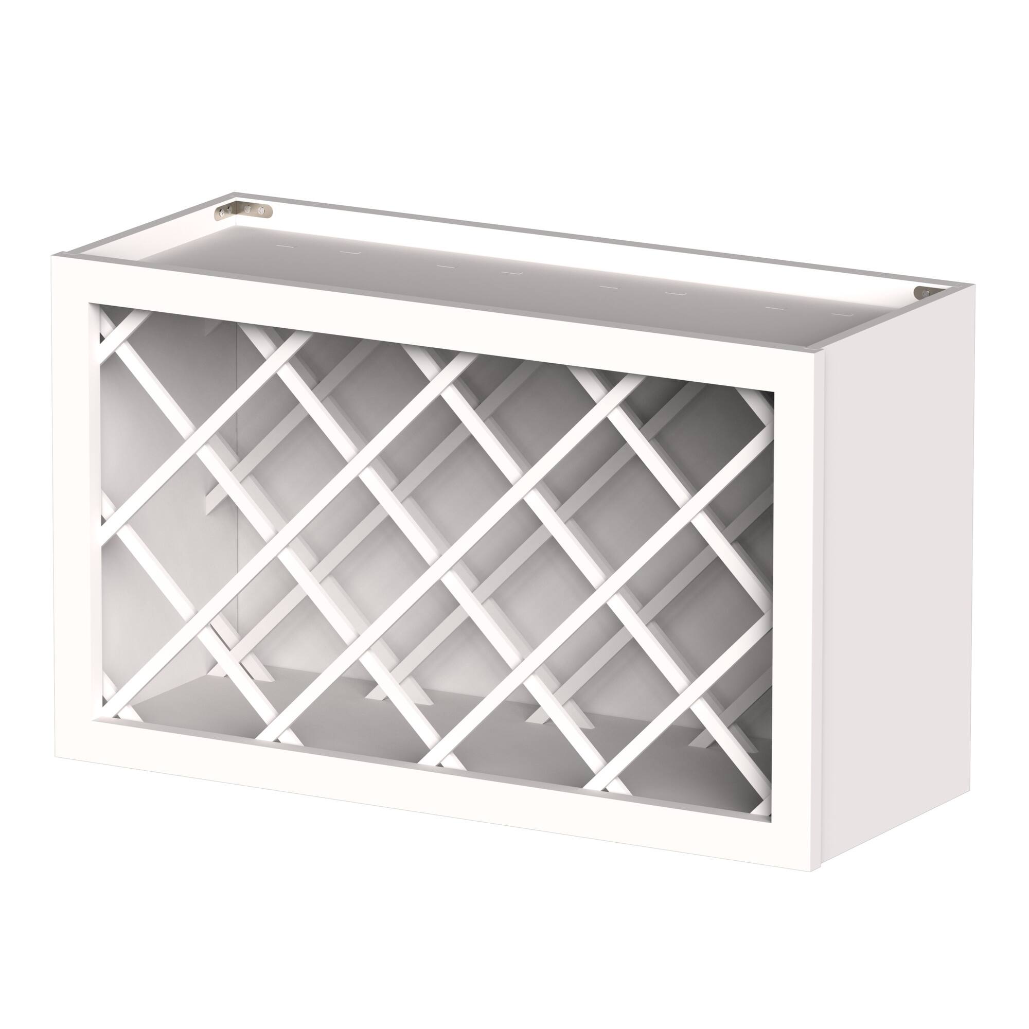 Angle. Boyel Living - 30-in W x 18-in H x 12-in D Shaker RTA Kitchen Wine Rack Wall Cabinet - White Shaker.
