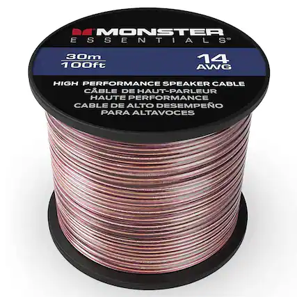MONSTER ESSENTIALS 30m 100ft 14 AWG HIGH PERFORMANCE SPEAKER CABLE CABLE DE HAUT-PARLEUR HAUTE PERFORMANCE CABLE DE ALTO DESEMPEÑO PARA ALTAVOCES