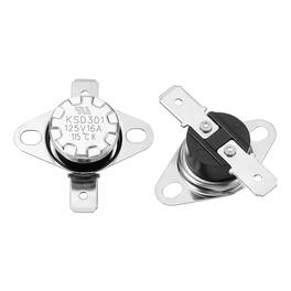 Unique Bargains - 2pcs KSD301 Thermostat 115°C/239°F 16A Normally Open N.O Temperature Switch for Microwaves/Oven Bakelite - Silver