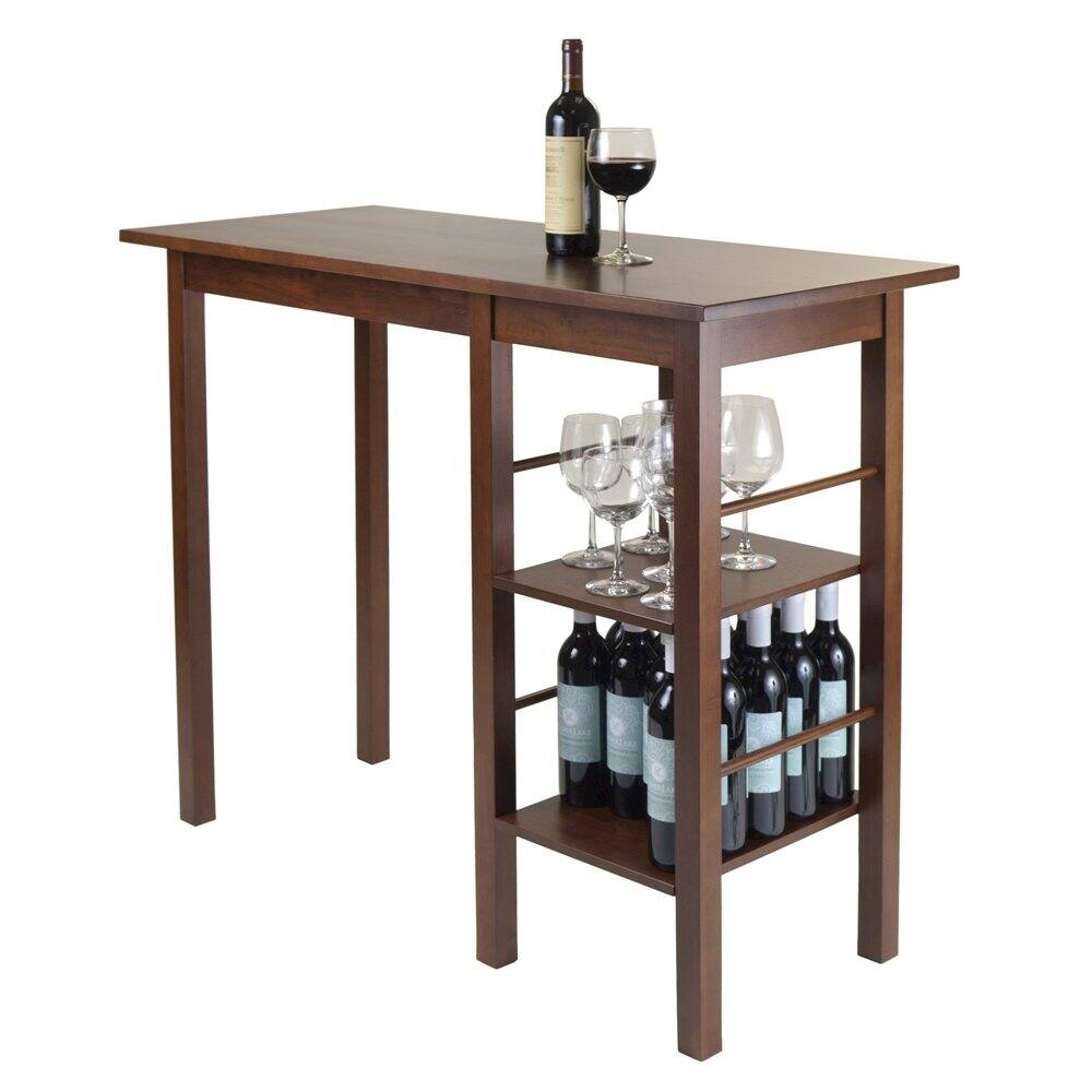 Angle. FurniFact - Antique Walnut Dining Table with Storage – Small Kitchen Table for 2 - Walnut.