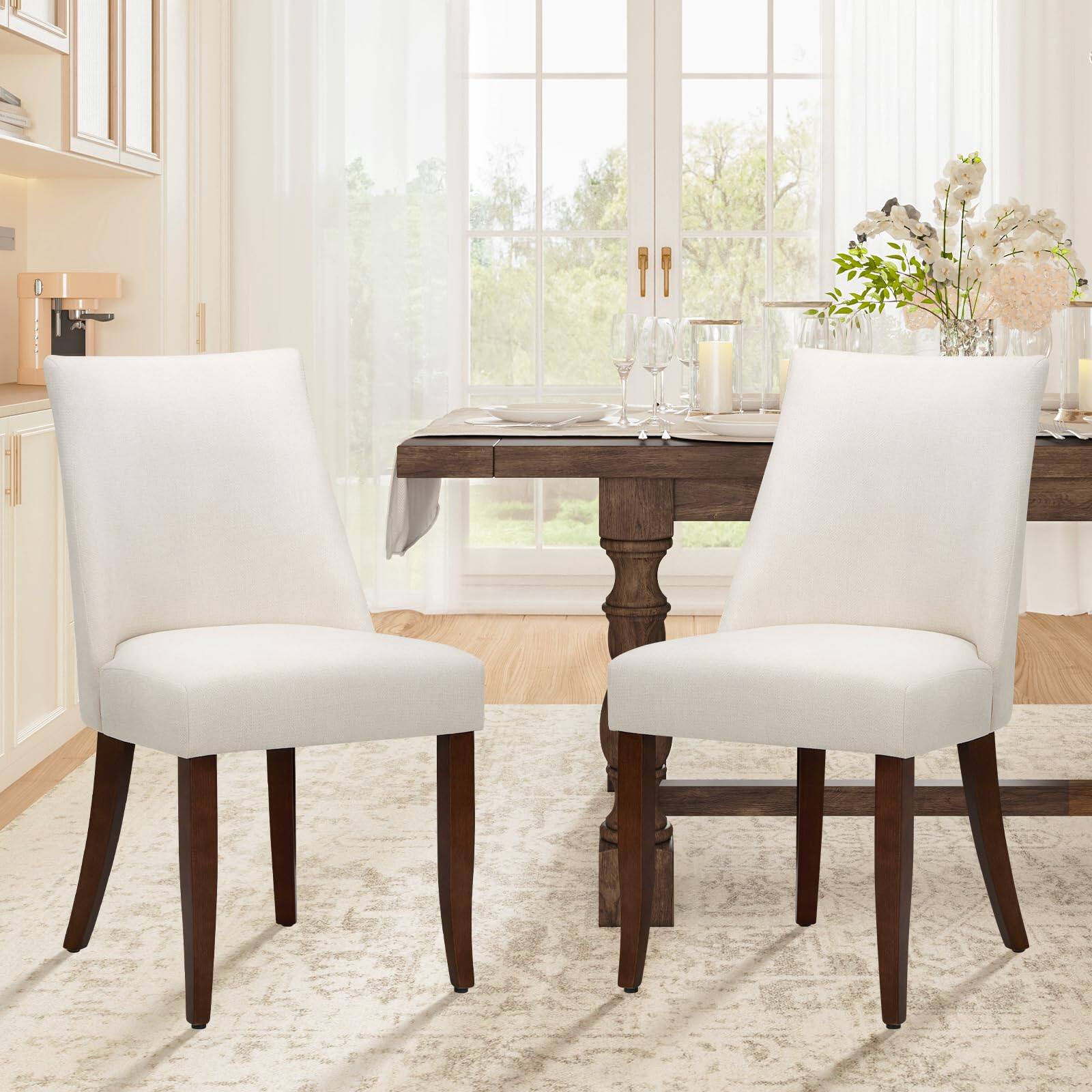 JETRANSPORT Upholstered Dining Chairs Set Of 2 Mid Century Modern ...