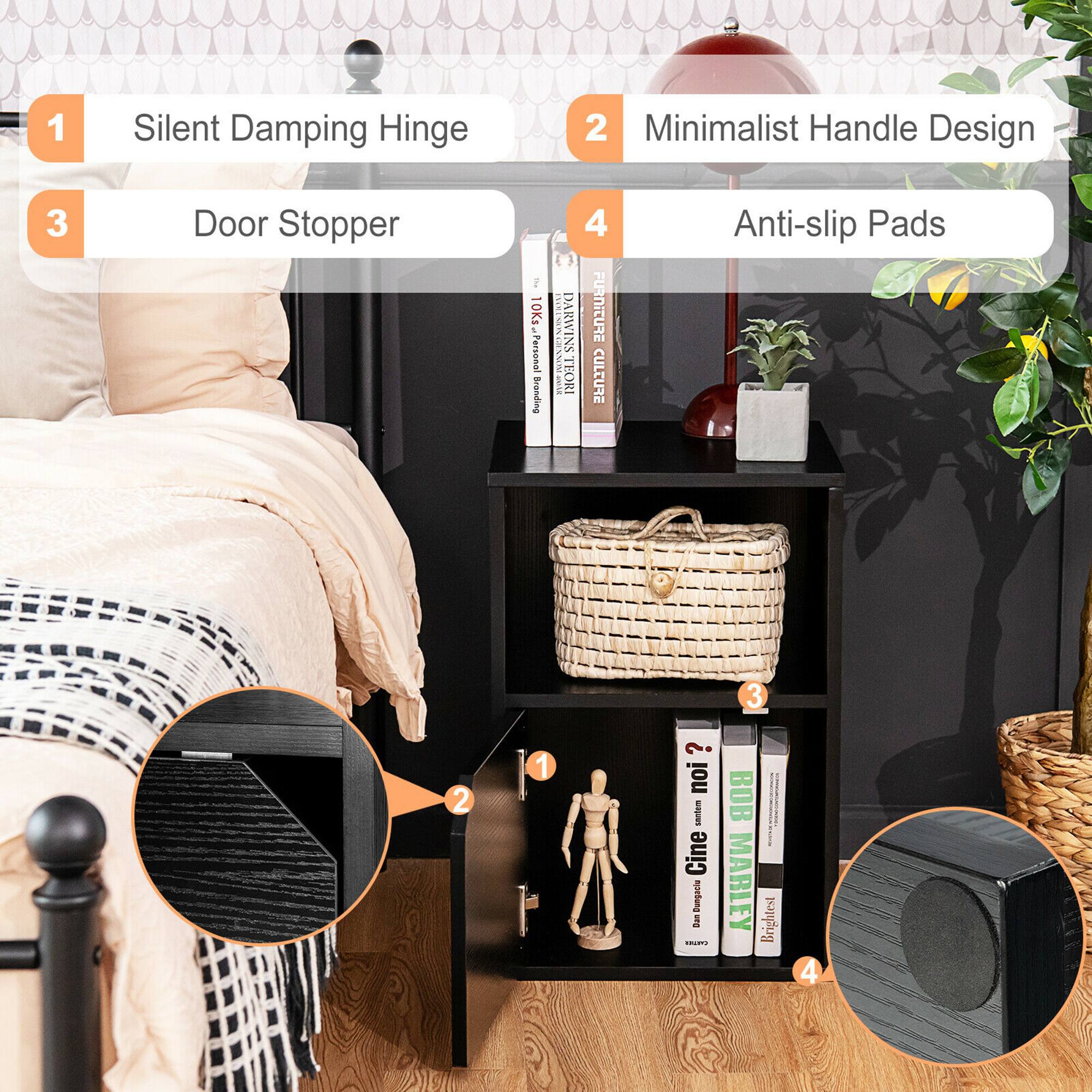 1. Silent Damping Hinge
2. Minimalist Handle Design
3. Door Stopper
4. Anti-slip Pads