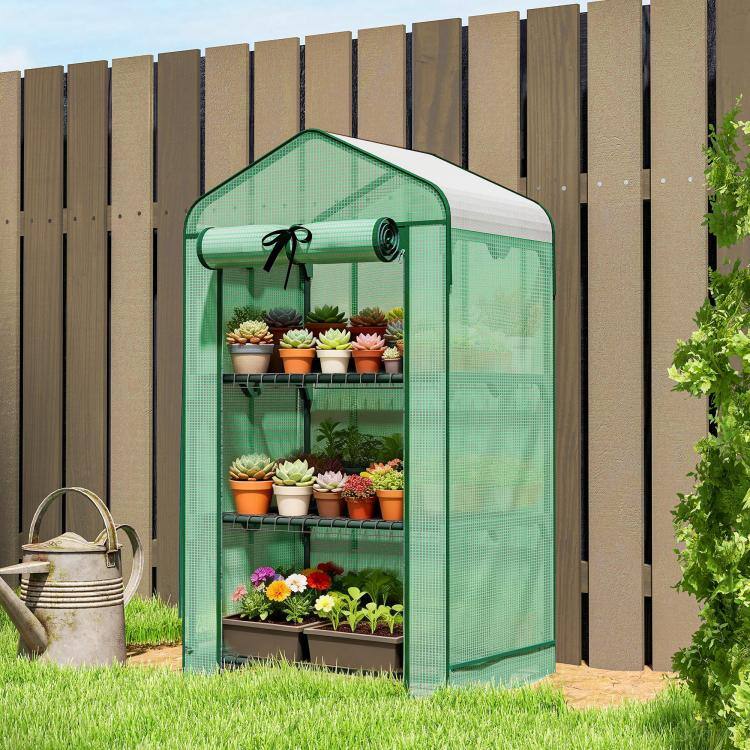 Alt View 1. PULUZ - Mini Greenhouse with Screen Roof, Portable Small Greenhouse with Roll-Up Zipper Door, 27.6 inch x 19.7 inch x 50 inch - Green.