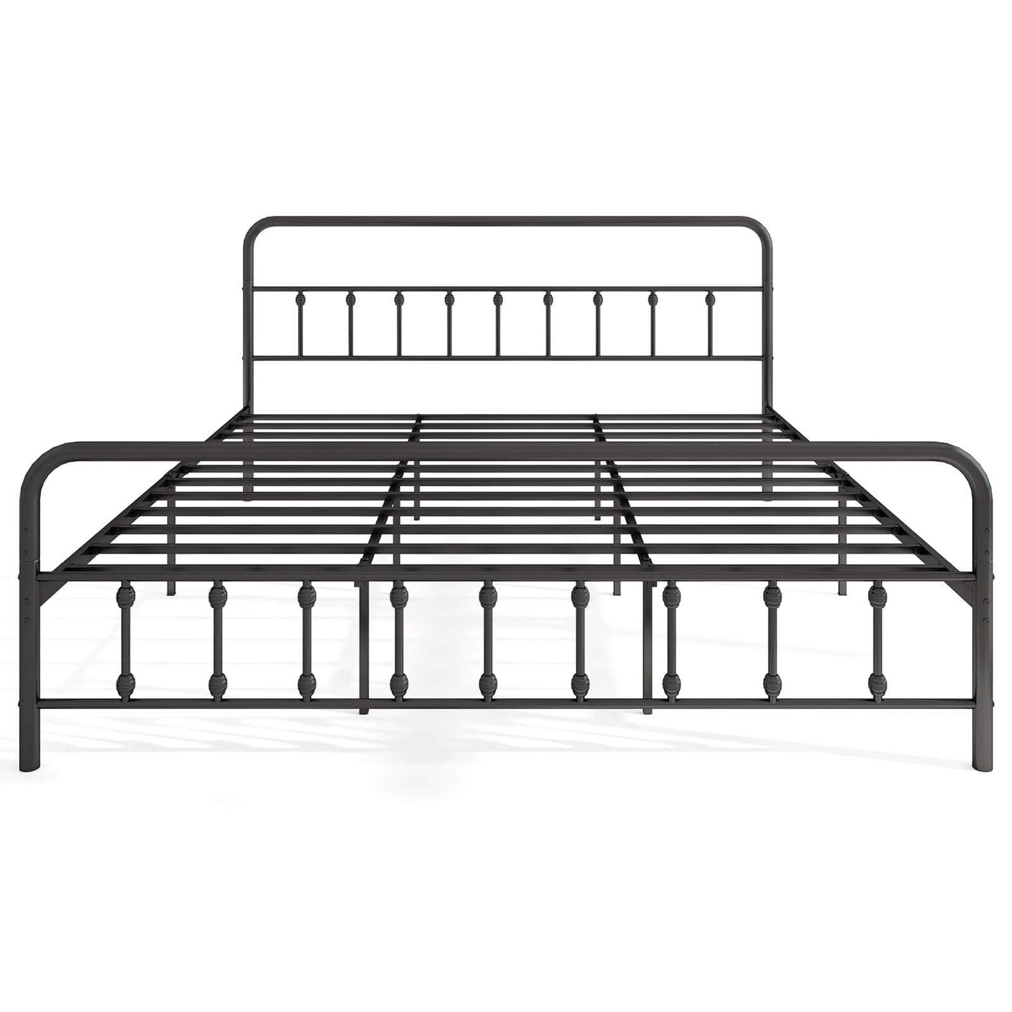 Costway - King Size Bed Frame with Headboard Under Bed Storage No Box Spring Needed - Black