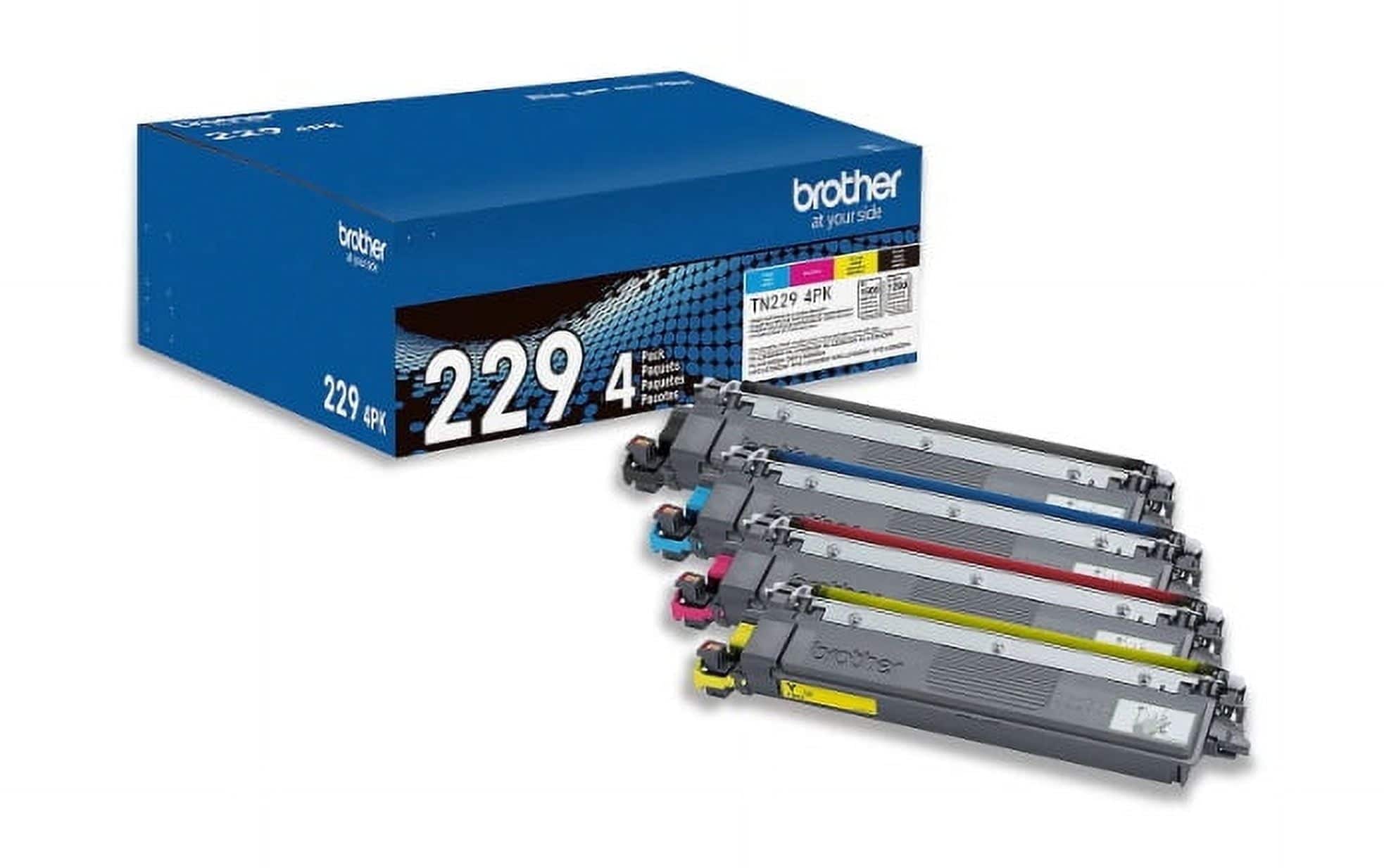 TN229 Toner Cartridge Set, for Brother Printers, Black/Cyan/Yellow/Magenta, 4 Count, 4 Pack - Multicolor