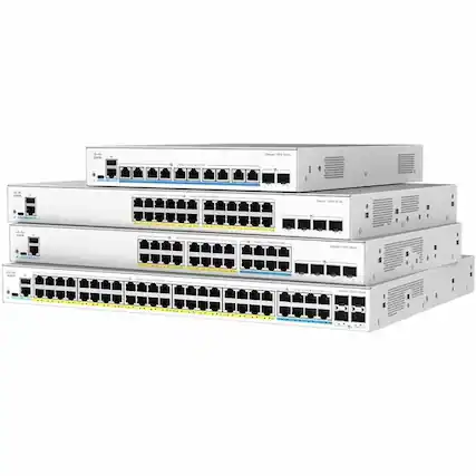 Front. Cisco Consumer Products - Cisco C1300X-48P-4X Ethernet Switch - 48 Ports - Manageable - Gigabit Ethernet, 10 Gigabit Ethernet, 25 Gigabit - Unknown.