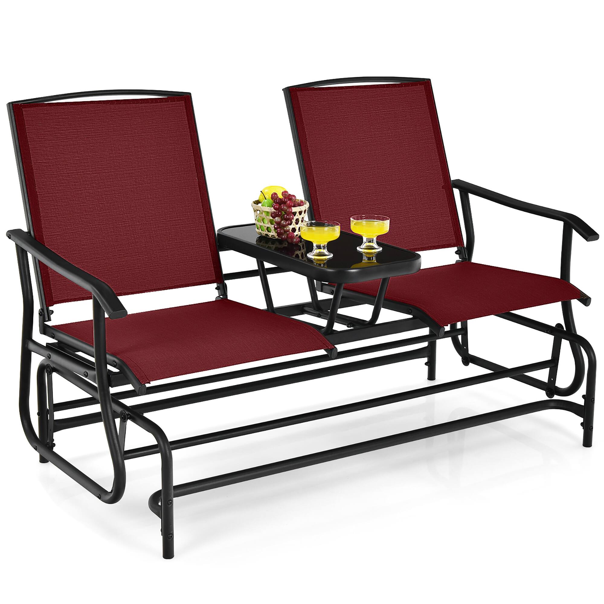 Gymax - 2 Person Outdoor Patio Double Glider Chair Loveseat Rocking - Wine price history on PriceWatchPro