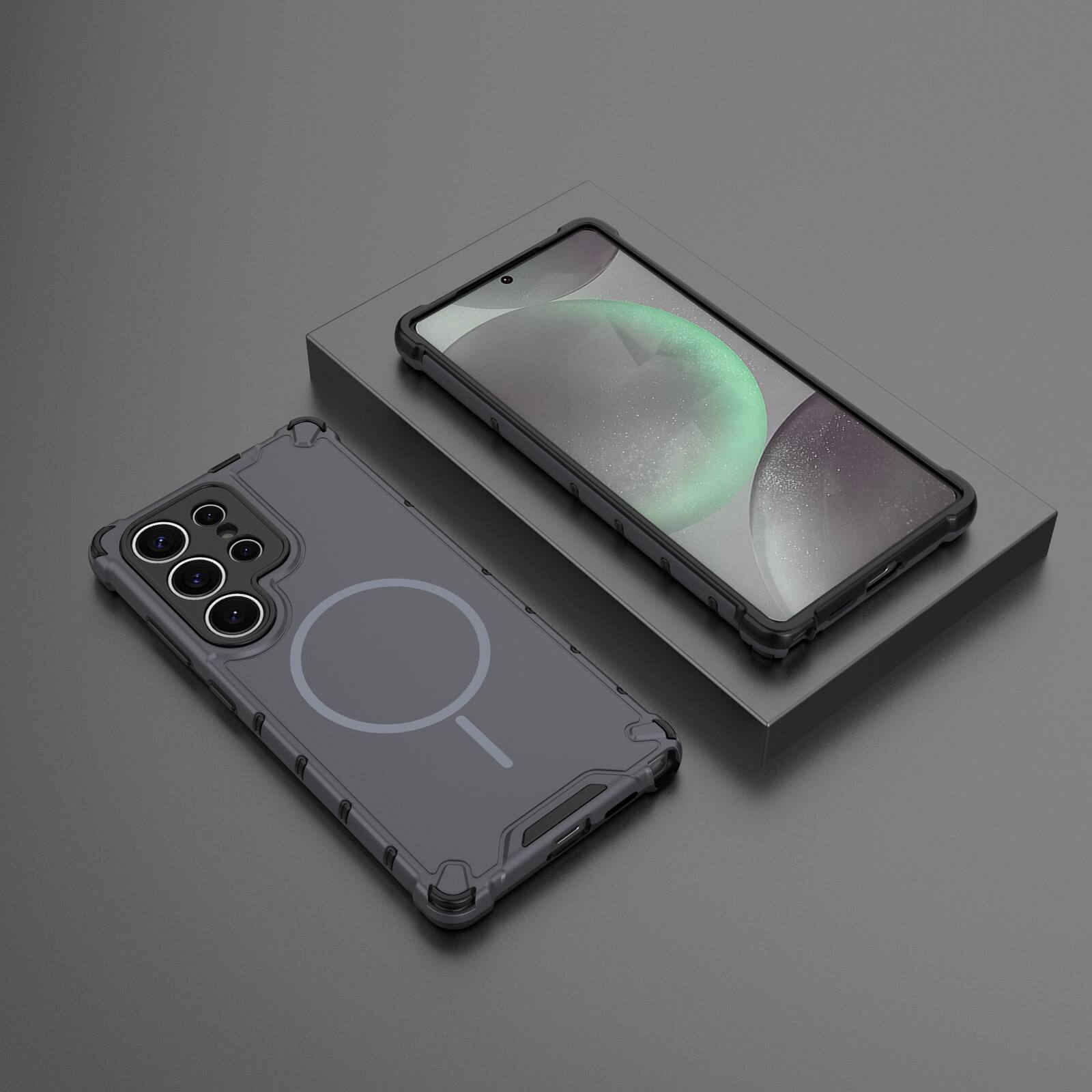 Back. UUCOVER - Magnetic Case for Samsung Galaxy S23 Ultra, Compatible with MagSafe, Shockproof Drop-proof Slim Heat Dissipation Cover - Gray.