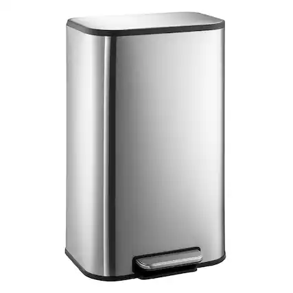 Front. GARVEE - 8 Gallon/30 L Trash Can, Stainless Steel Trash Can with Soft-Close Lid - Silver.