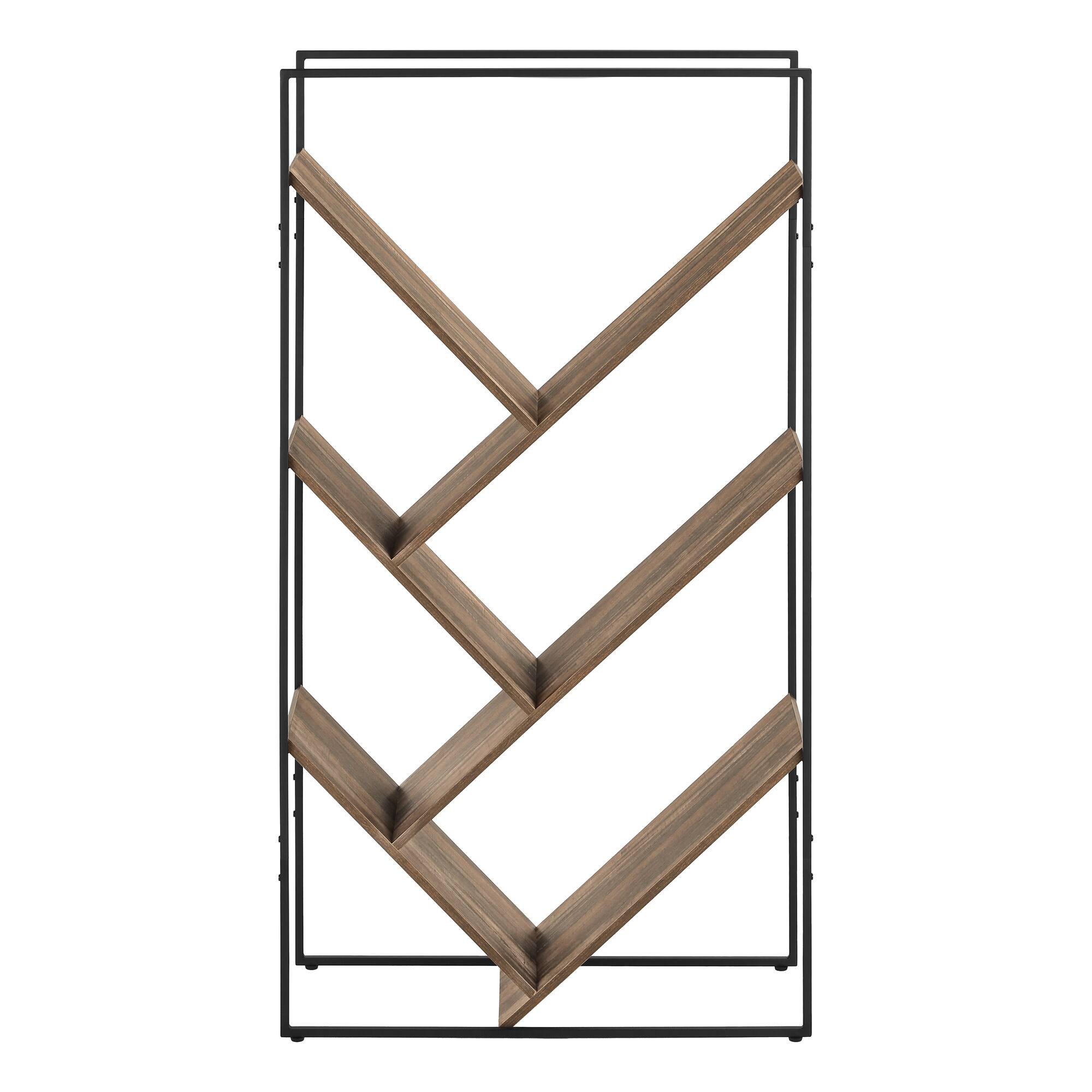 Alt View 3. TinyHomie - Bookshelf Bookcase Etagere 3 Tier 60in H Black Laminate Black Metal - Brown.