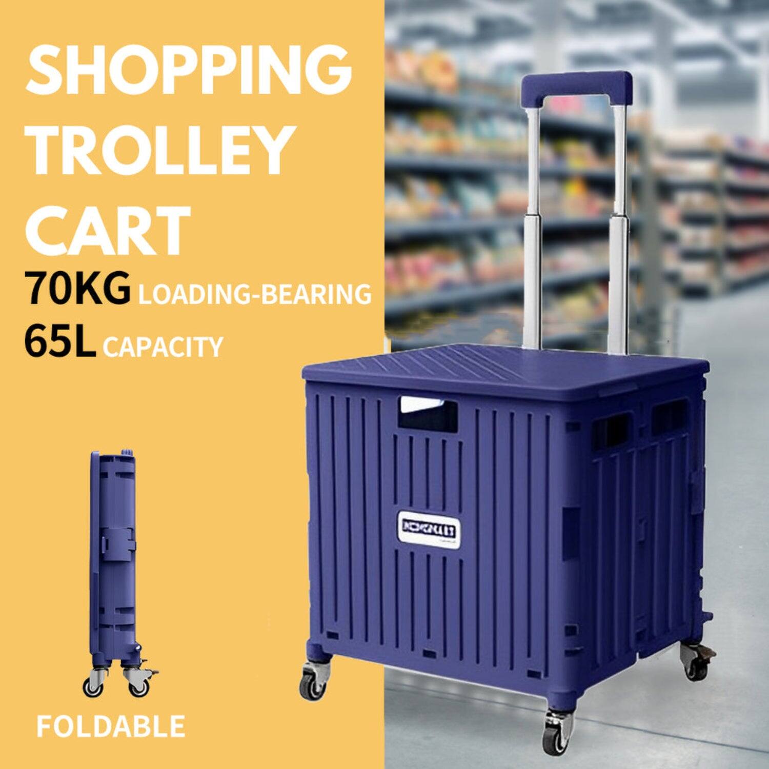 SHOPPING TROLLEY CART  
70KG LOADING-BEARING  
65L CAPACITY  
FOLDABLE
