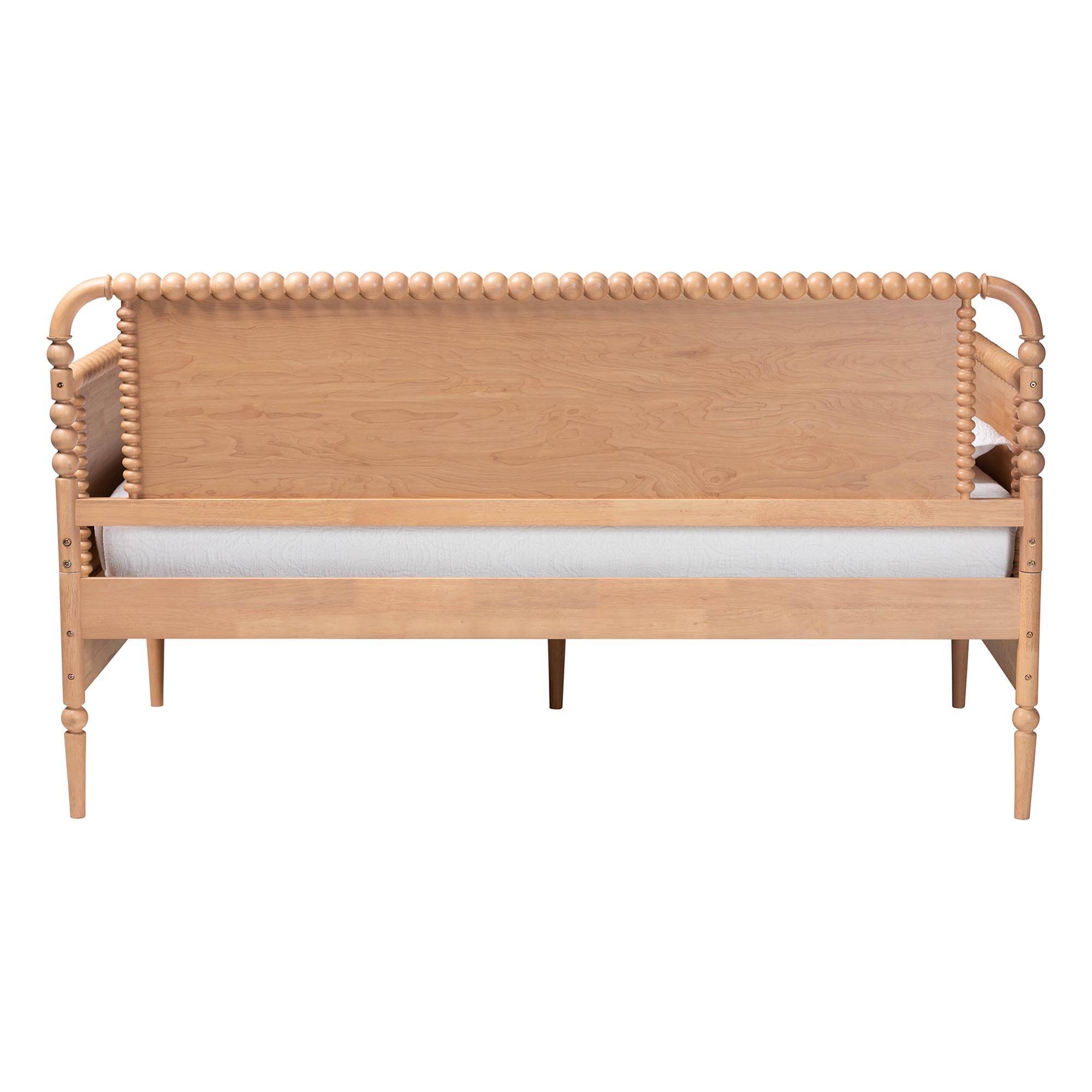 Back. Baxton Studio - Lucera 3-Drawer Daybed with Bobbin Frame, Full - Beech Brown.